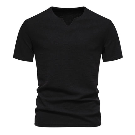 Men's Bubble Cloth V-neck T-shirt short Sleeve Shirt