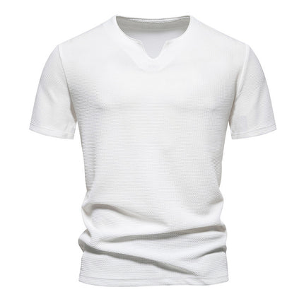 Men's Bubble Cloth V-neck T-shirt short Sleeve Shirt