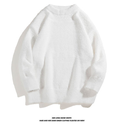 Autumn Solid Color Faux Mink Knit Sweater