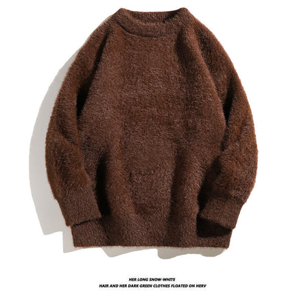 Autumn Solid Color Faux Mink Knit Sweater
