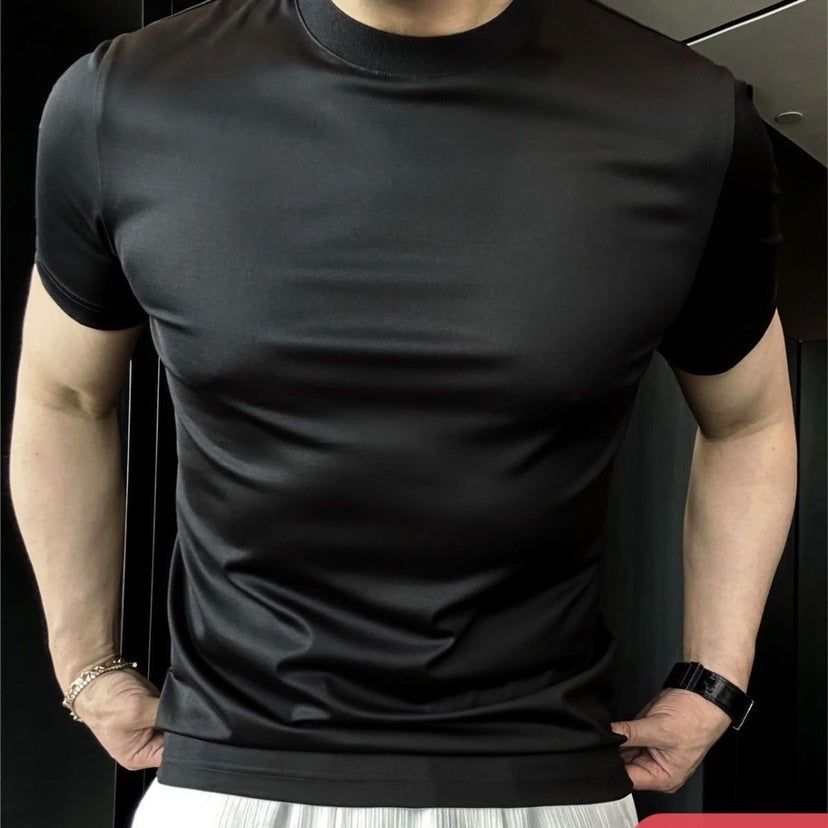Ice Silk Soft Breathable Round Neck Short Sleeve T-shirt