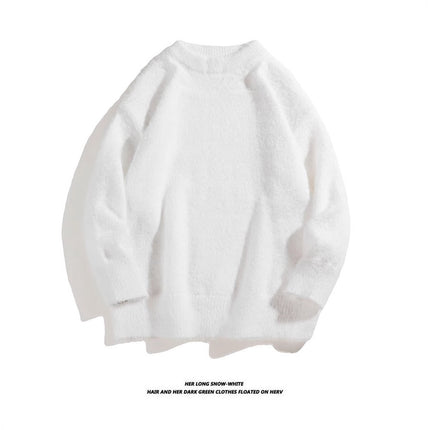 Autumn Solid Color Faux Mink Knit Sweater