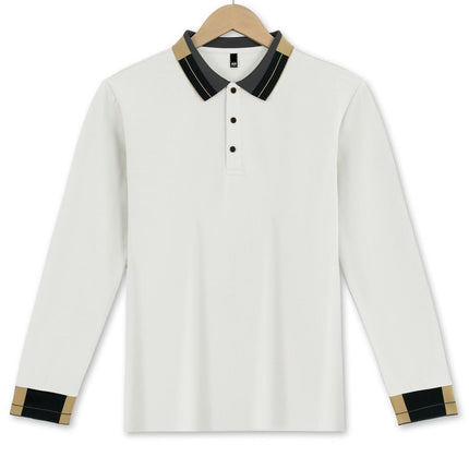 Long Sleeve Lapel Men's Solid Color Button Casual Business