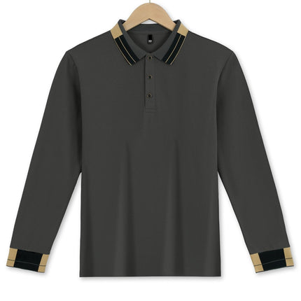 Long Sleeve Lapel Men's Solid Color Button Casual Business