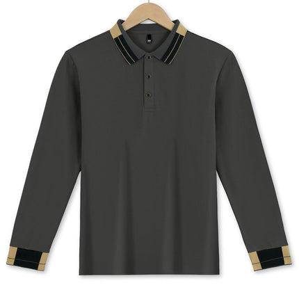 Long Sleeve Lapel Men's Solid Color Button Casual Business