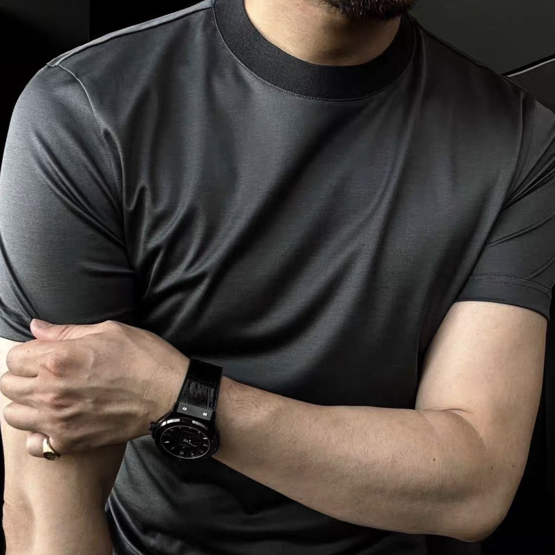 Ice Silk Soft Breathable Round Neck Short Sleeve T-shirt