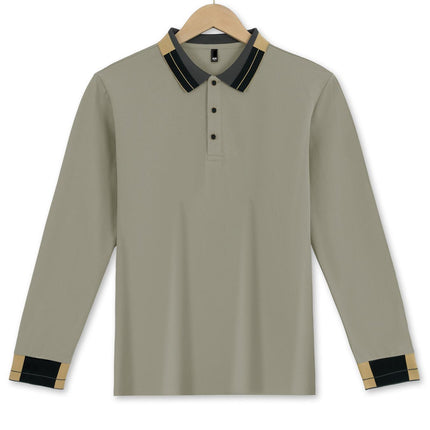 Long Sleeve Lapel Men's Solid Color Button Casual Business